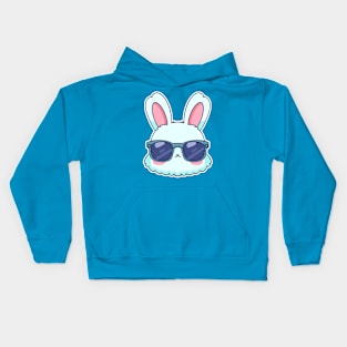 Cute Blue Rabbit Wearing Sunglasses Kids Hoodie